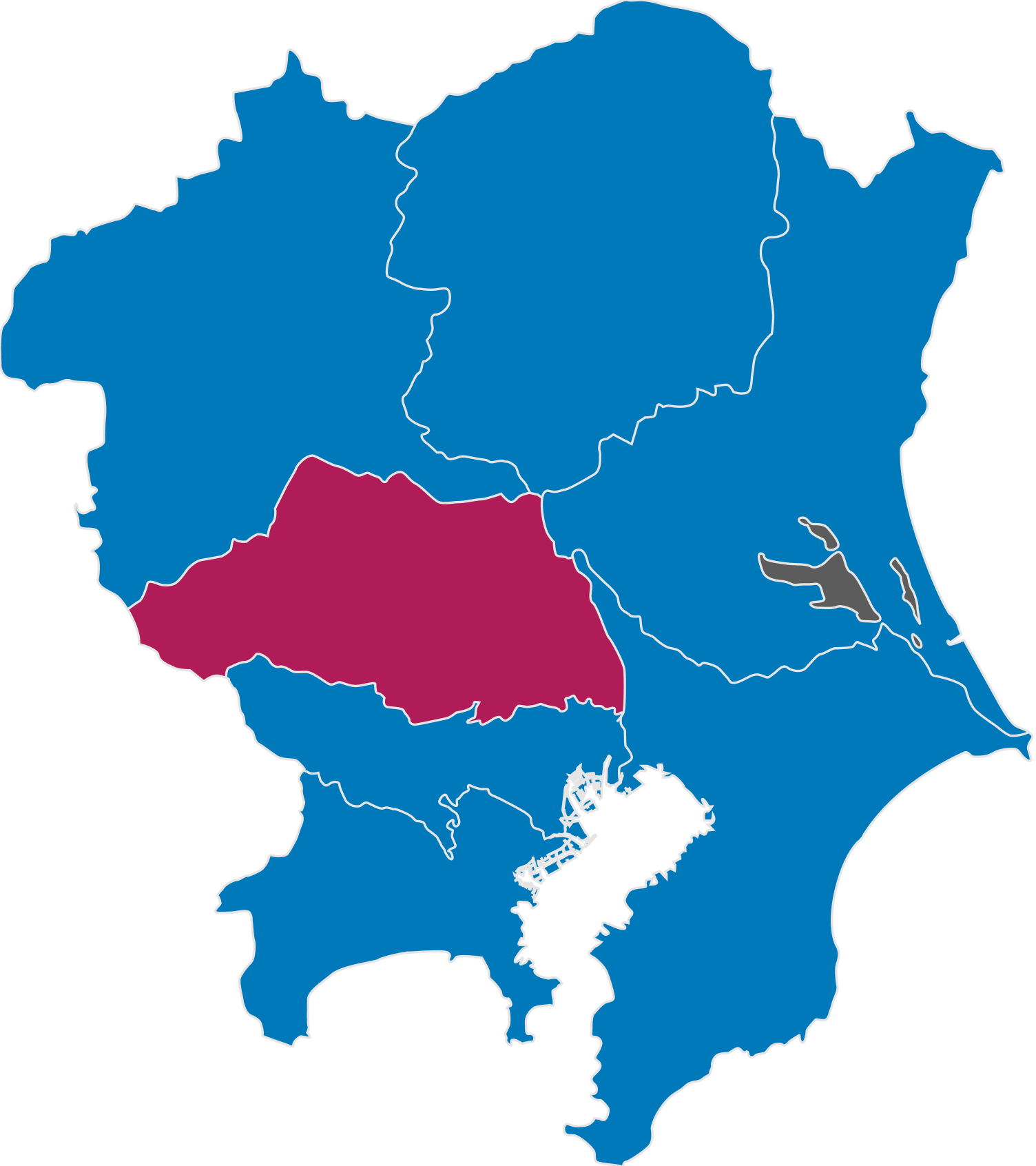 施工エリアを現したマップ。関東全域に対応可能であることを現している。